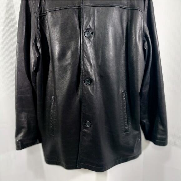 BRANDINI! LUXURIOUS BLACK GENUINE LEATHER STADIUM COAT, SOFT & SUPPLE! SZ XXL - Picture 5 of 13